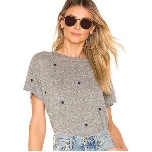The Great. The Boxy Crew in Heather Grey Embroidered Heart Size XS